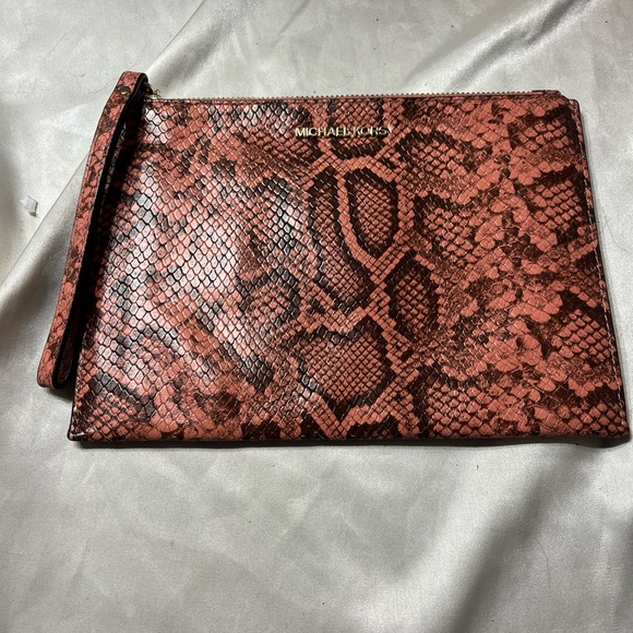Michael Kors Handbags - Michael Kors Red Snake Print Clutch